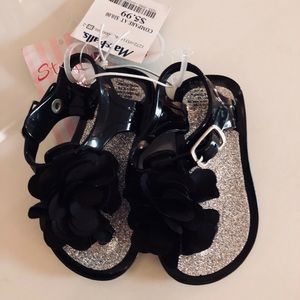 Black floral sandals